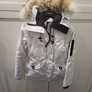 Canada Goose Montebello Women's White Jacket with Fur Hood